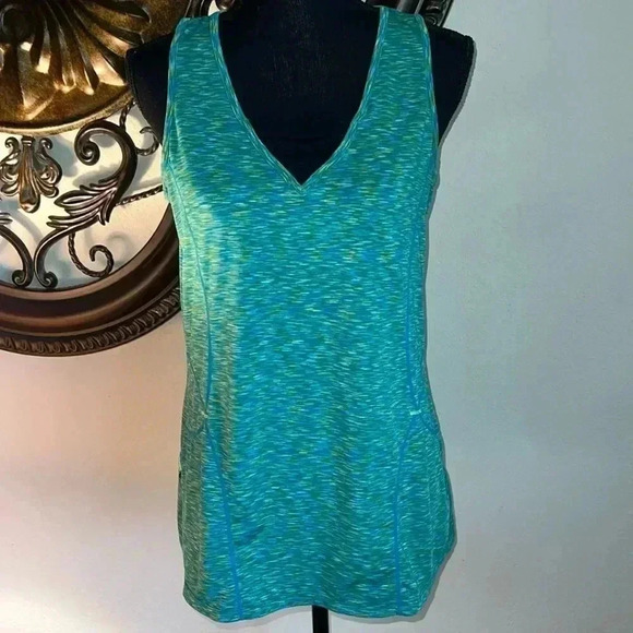 ATHLETA Women’s Sleeveless Tank Top Yellow Green Blue Workout Top Size Large - Picture 1 of 16